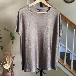 Eileen Fisher Sheer Bronze Metallic Relaxed Fit Oversized Size PM